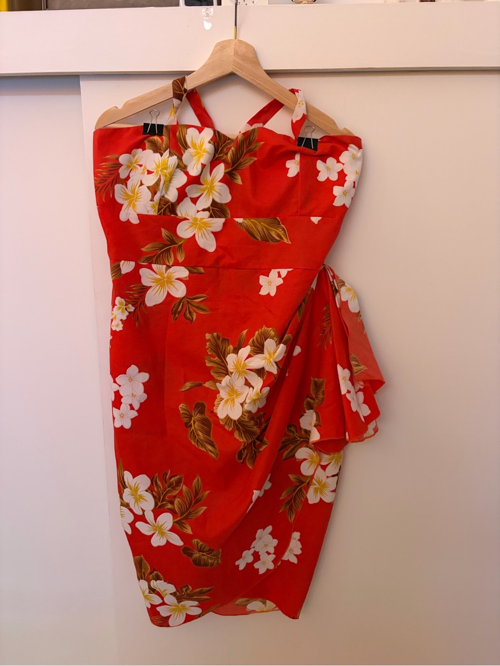 Orange Alfred Shaheen inspired tiki dress